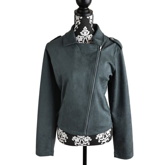 LC Lauren Conrad Faux Suede Moto Jacket Coat - XXL - Picture 1 of 11